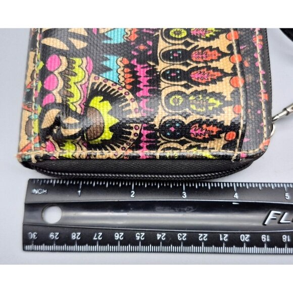 Sakroots Crossbody Zip Wallet Purse Coated Canvas Peace Sign Colorful Design - Picture 12 of 12
